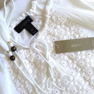 J.CREW NWT WHITE EMBROIDERED GAUZE DRESS S